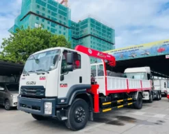 CẨU TỰ HÀNH 5 TẤN 4 KHÚC GẮN TRÊN XE ISUZU FVR 8 TẤN